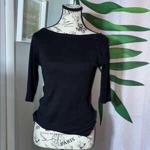 Michael Stars Anthropologie Black Tunic knit blouse 3/4 Sleeve Top